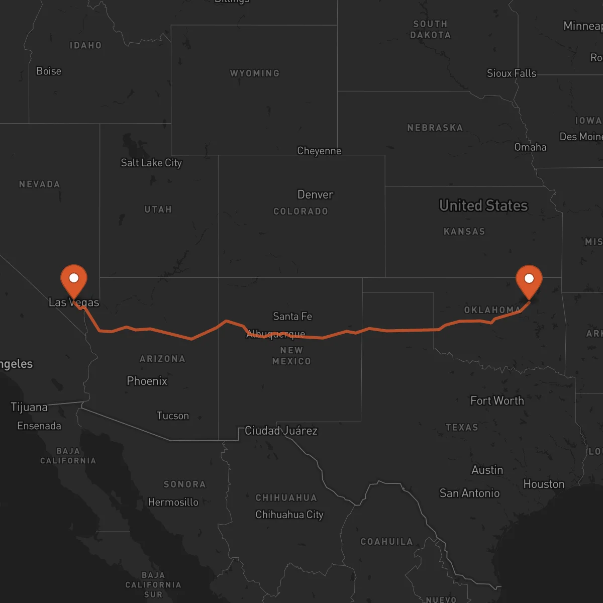 Ruta Tulsa - Las Vegas