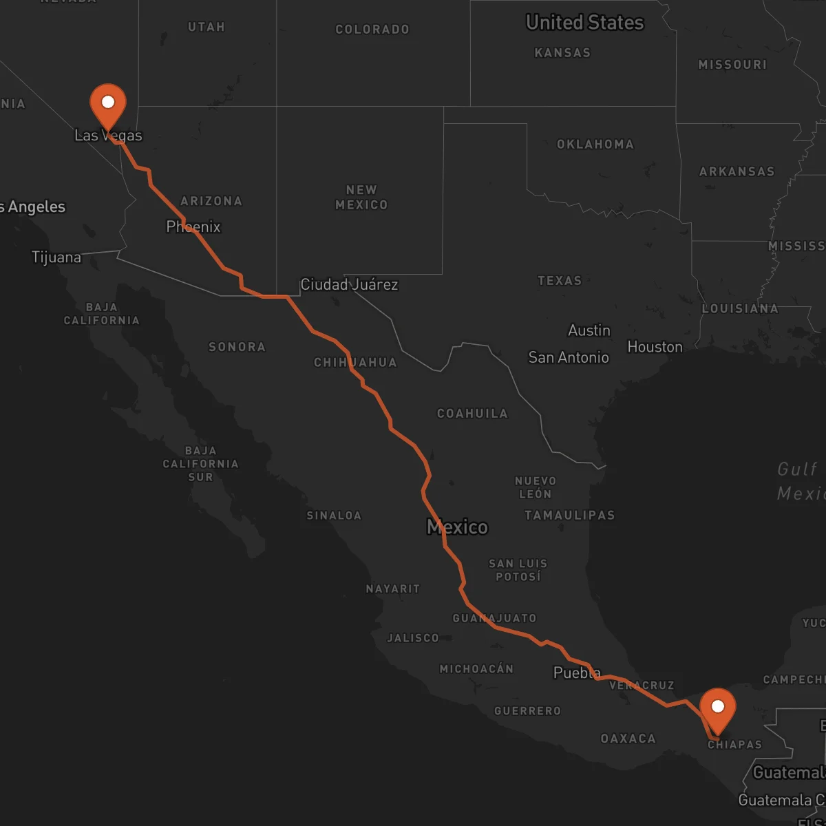 Ruta Tuxtla Gutiérrez - Las Vegas