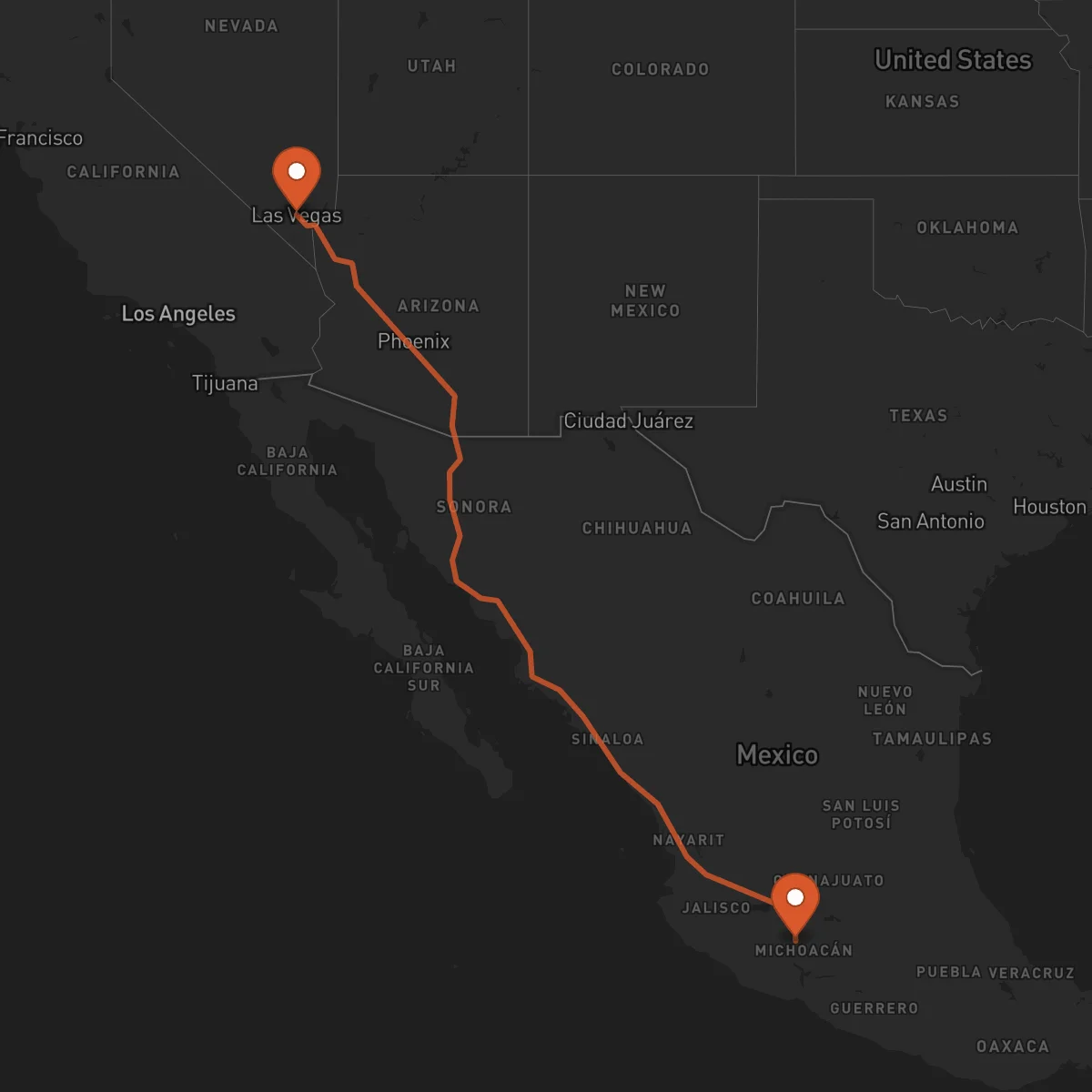 Ruta Uruapan - Las Vegas