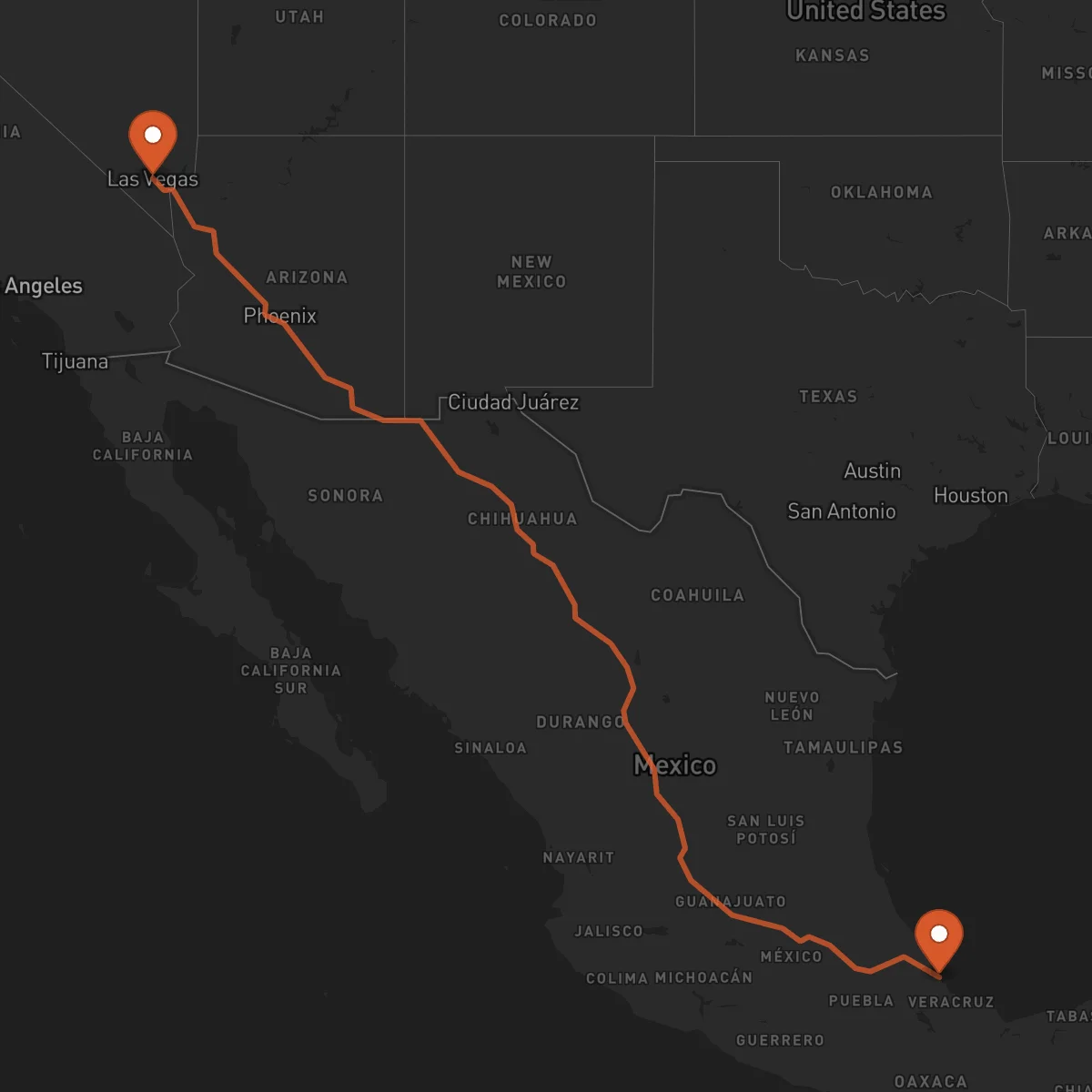 Ruta Las Vegas - Veracruz