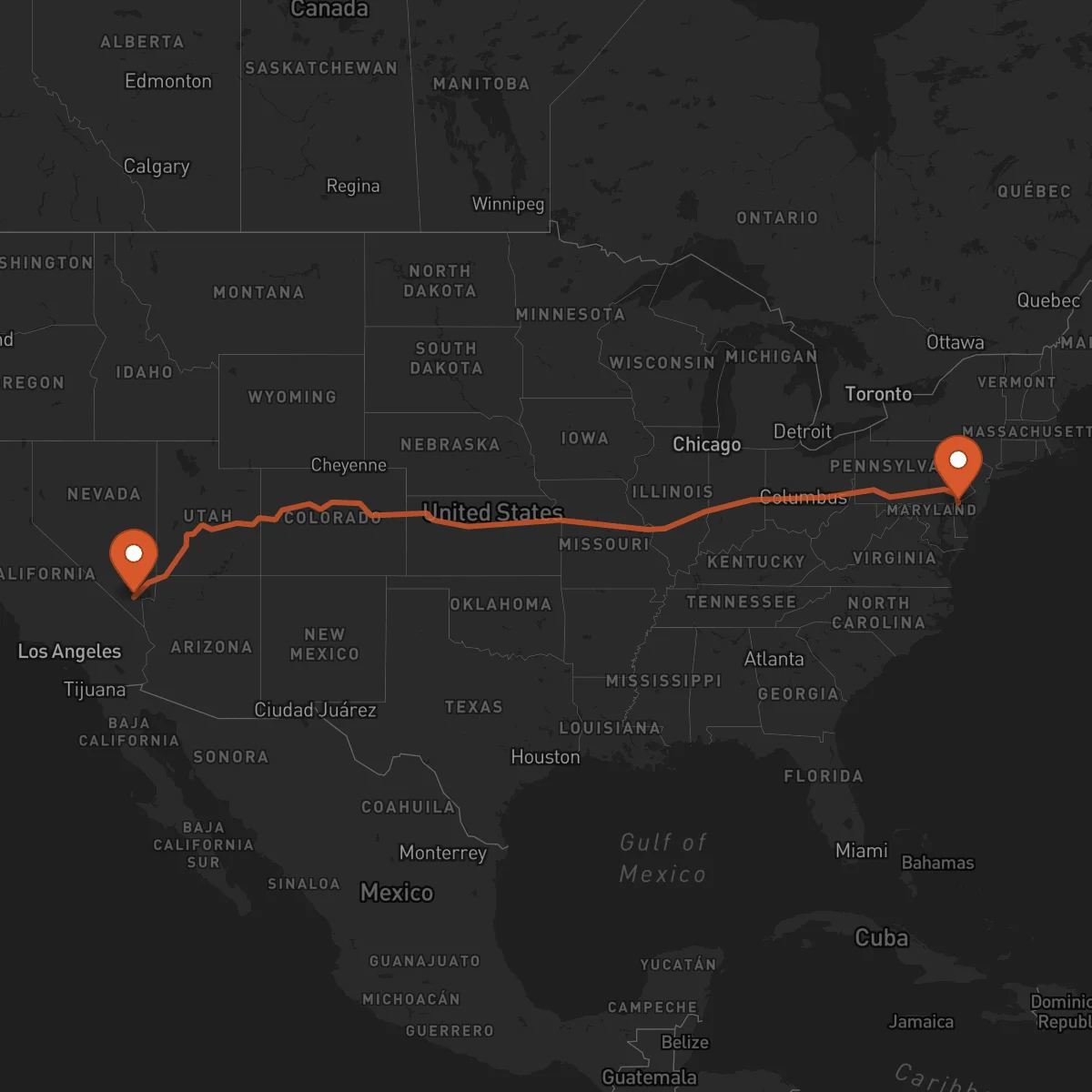 Ruta Las Vegas - Wilmington