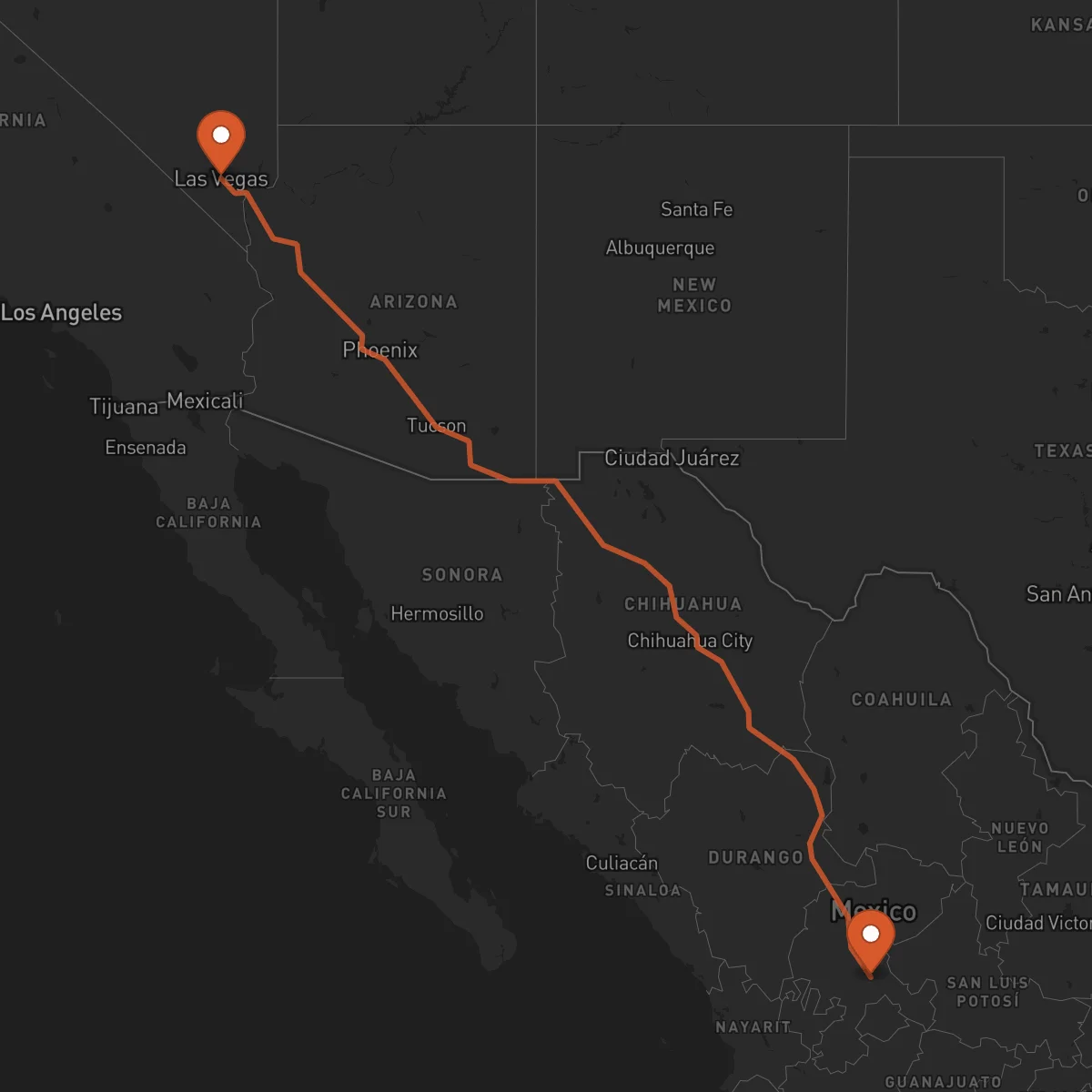 Ruta Zacatecas - Las Vegas