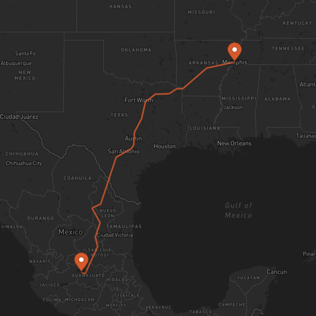 Ruta Memphis - León Guanajuato