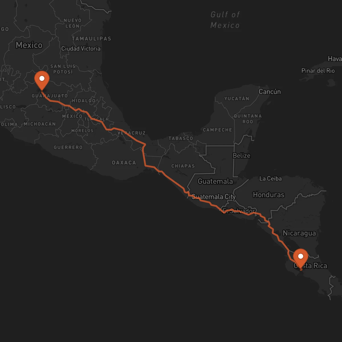 Ruta León Guanajuato - Puntarenas