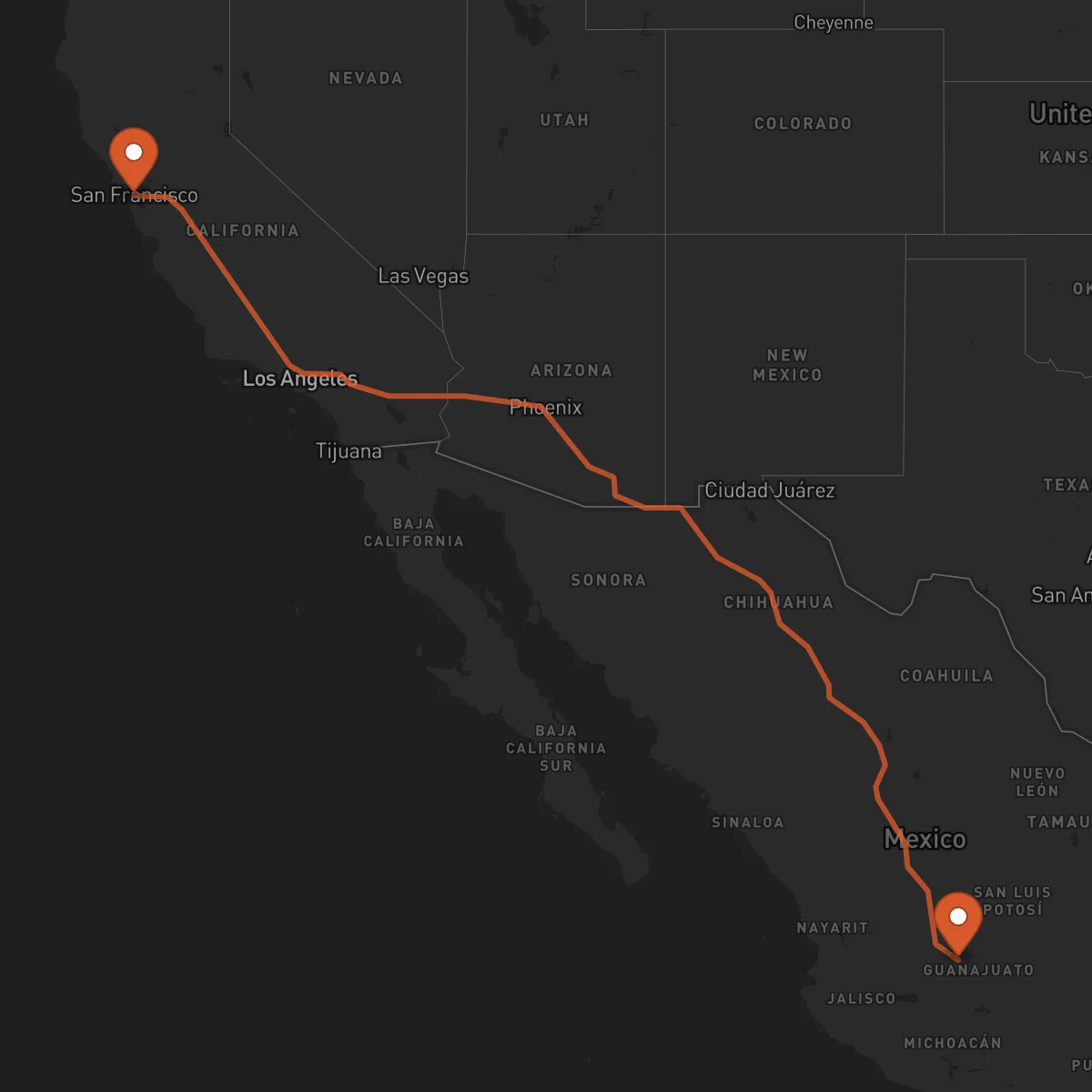 Ruta San Francisco - León Guanajuato