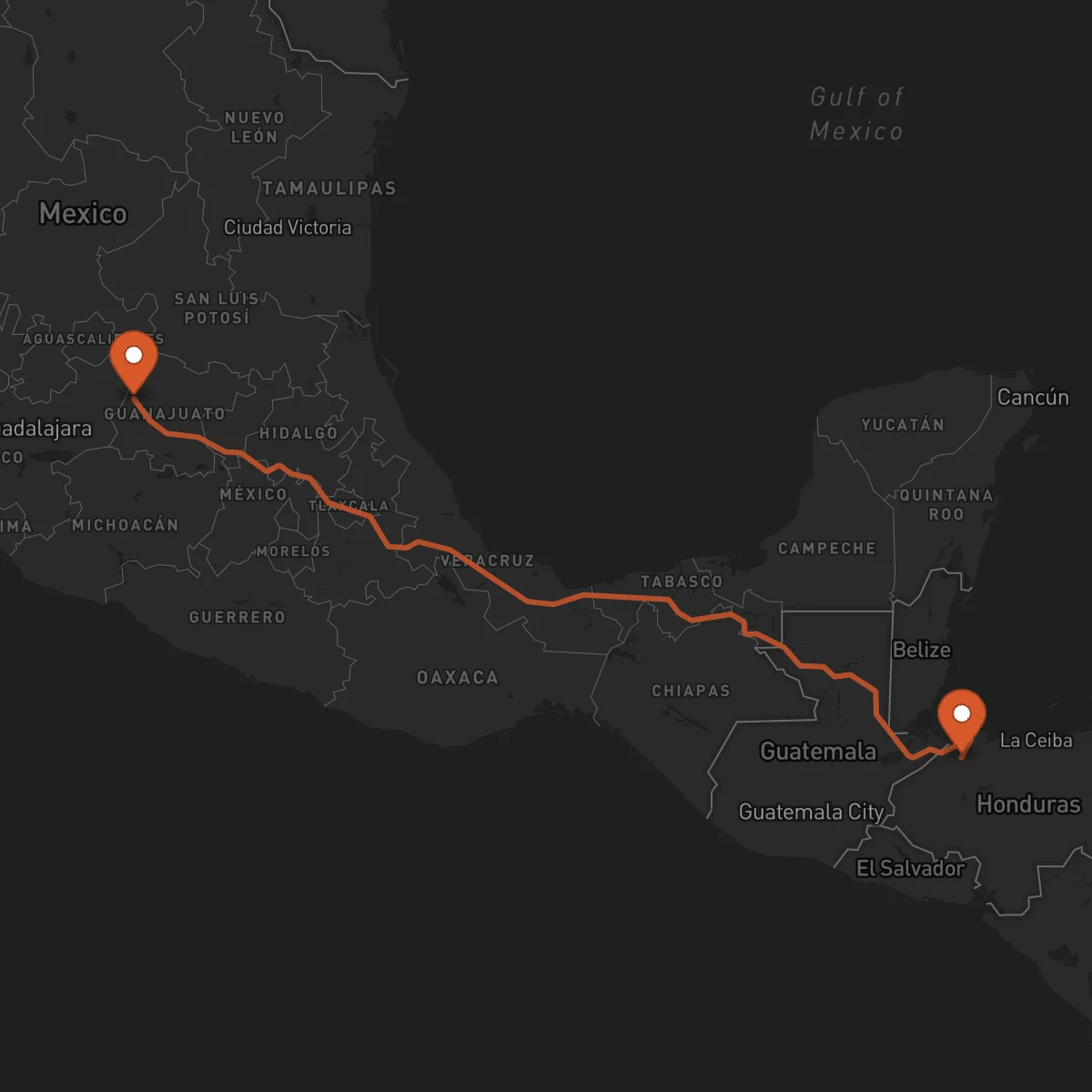 Ruta San Pedro Sula - León Guanajuato