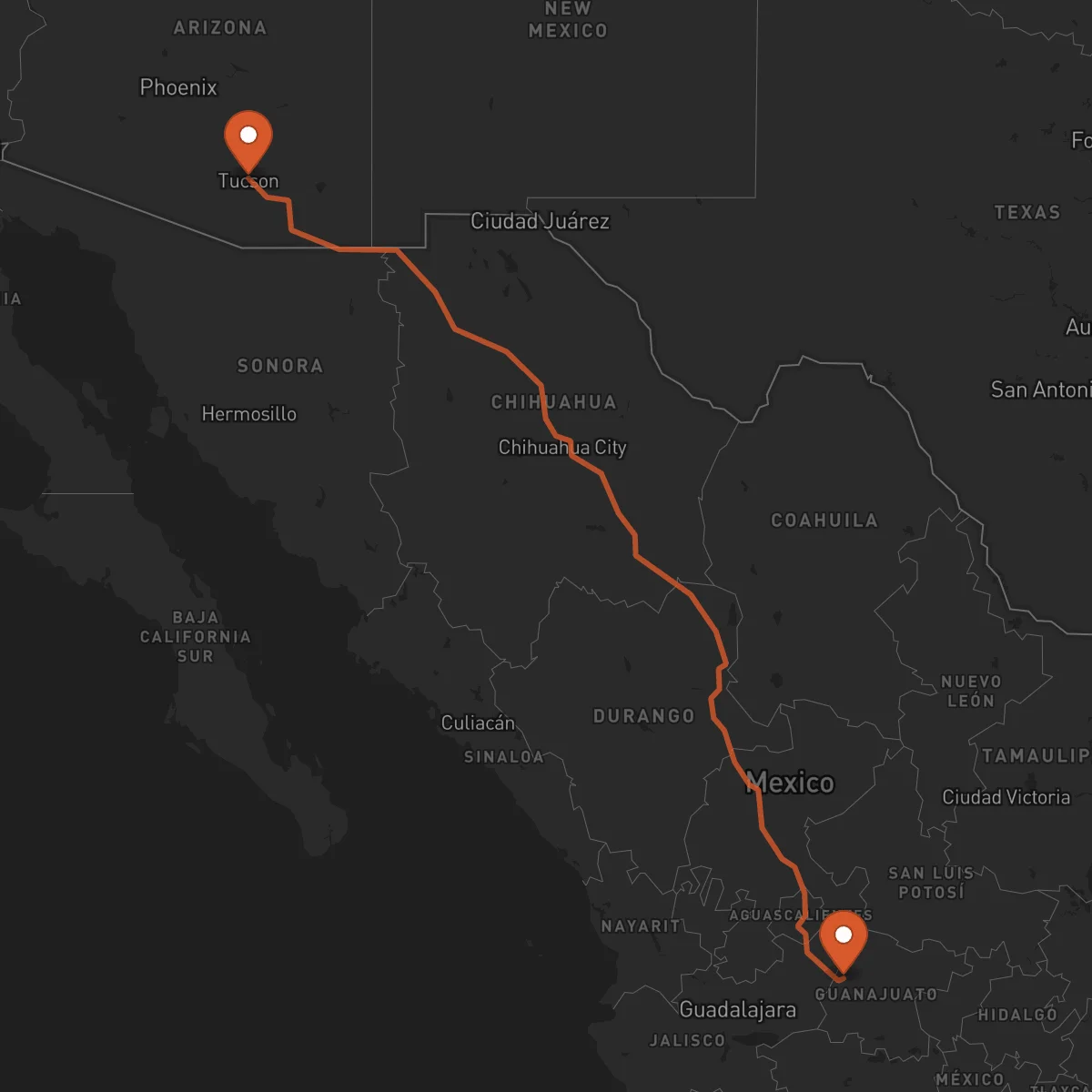 Ruta León Guanajuato - Tucson