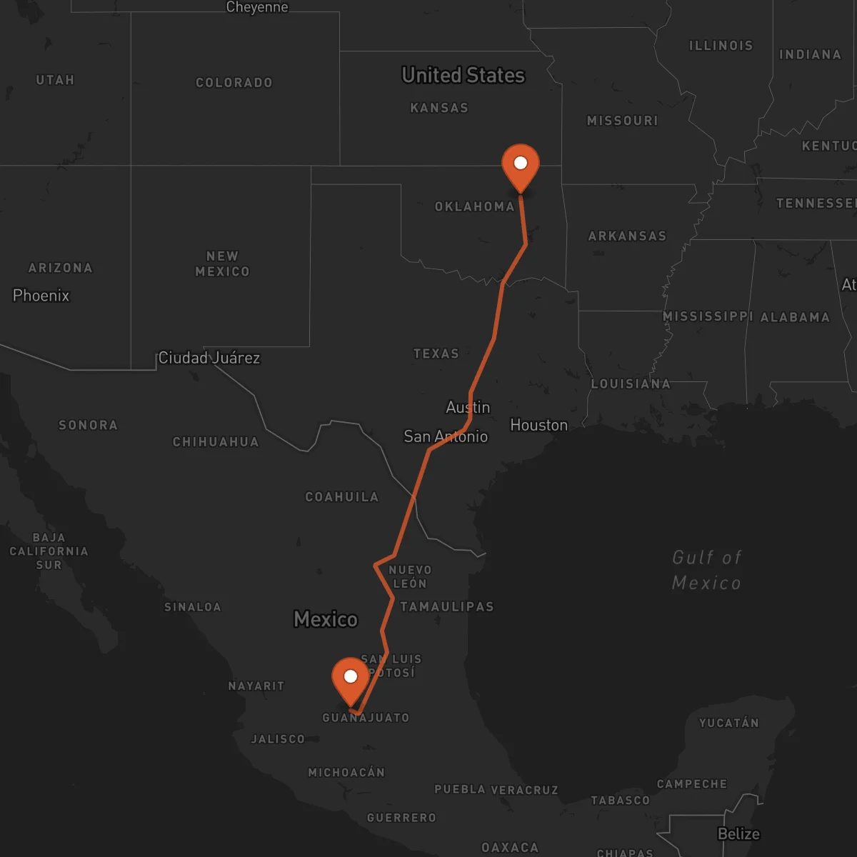 Ruta León Guanajuato - Tulsa