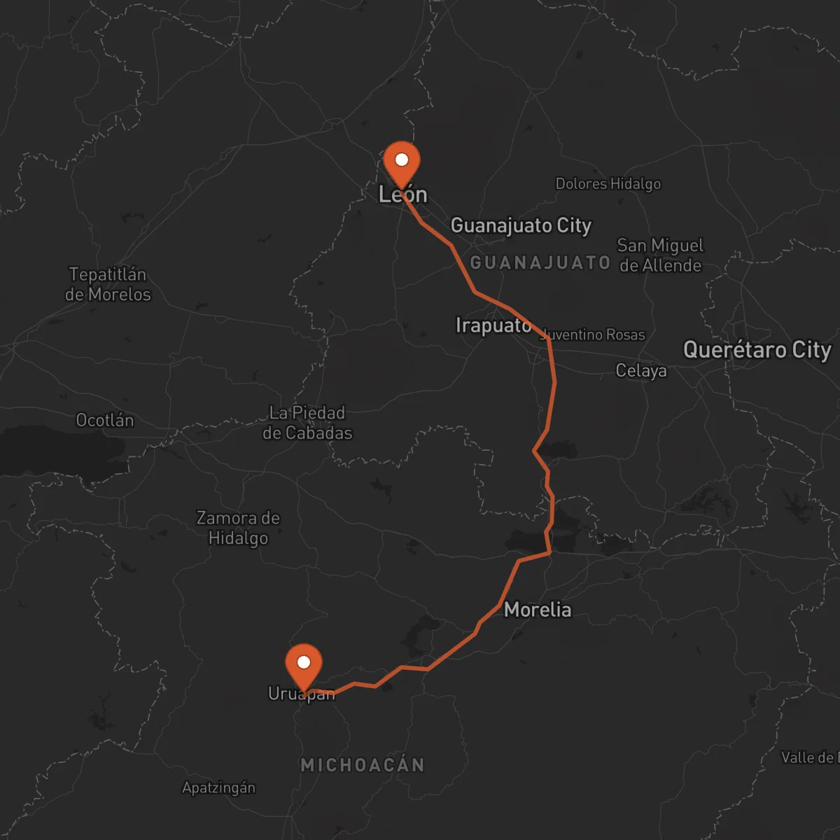 Ruta León Guanajuato - Uruapan