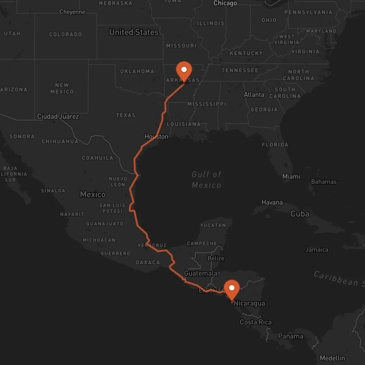 Ruta Little Rock - León