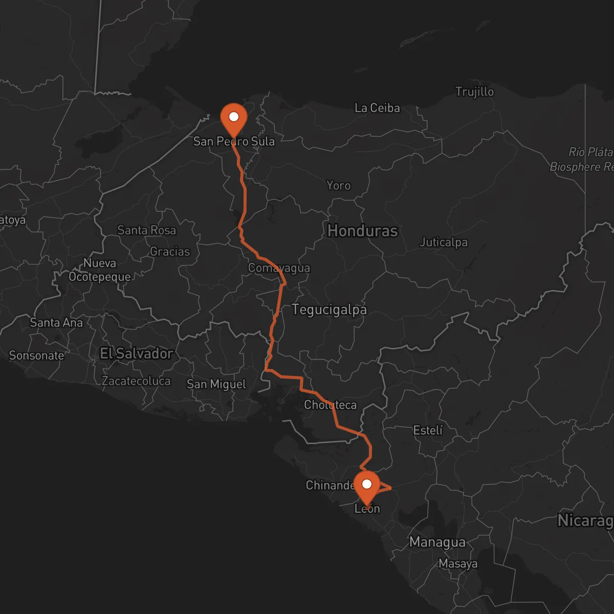 Ruta San Pedro Sula - León