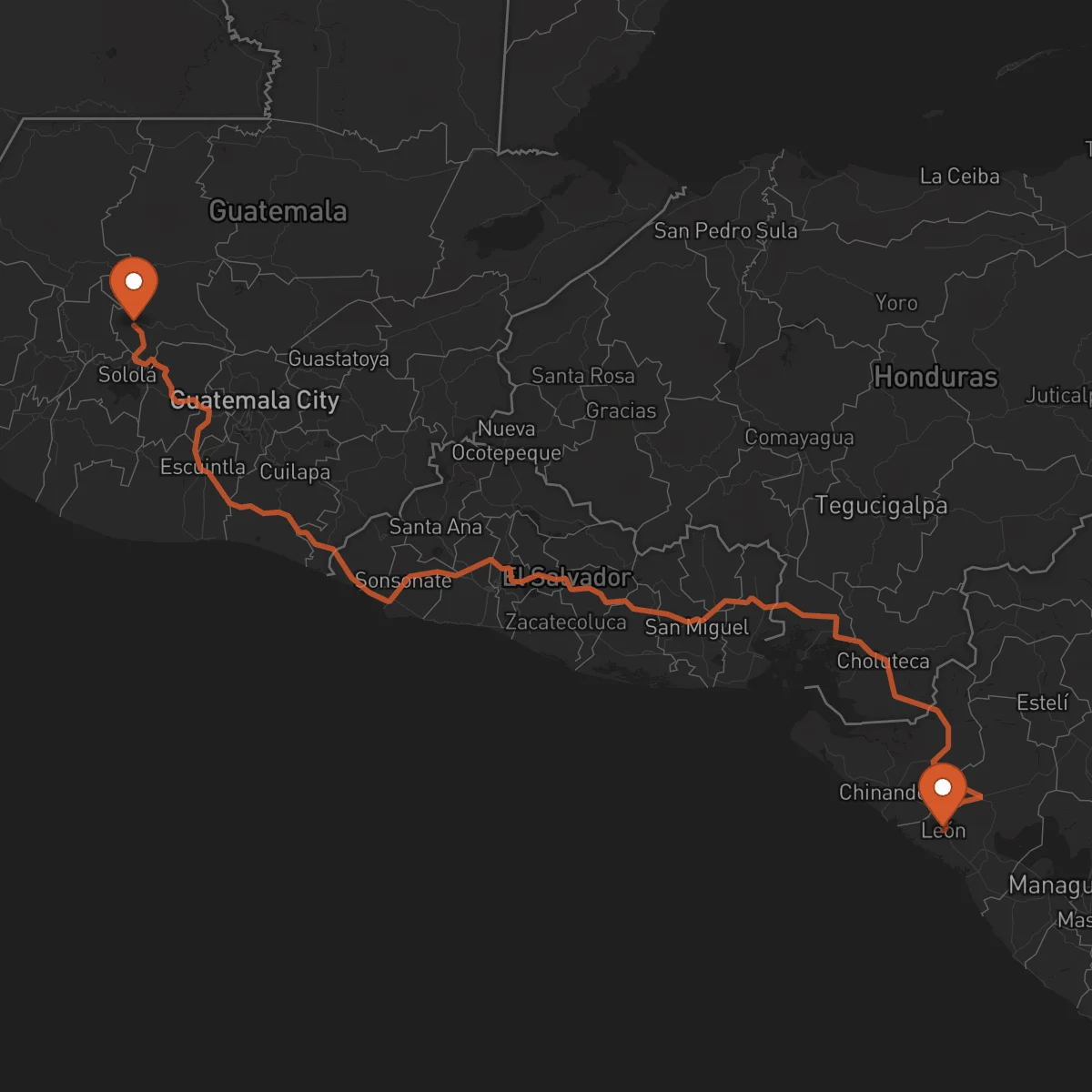 Ruta Santa Cruz del Quiché - León