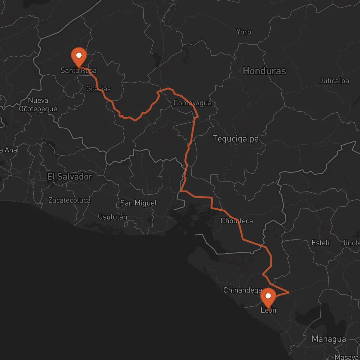 Ruta Santa Rosa de Copán - León