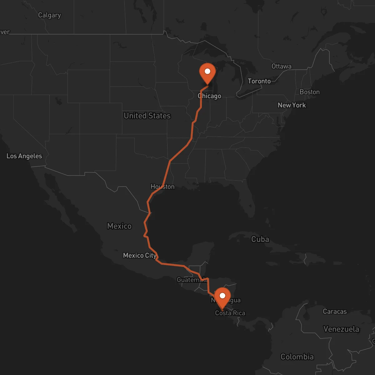 Ruta Milwaukee - Liberia