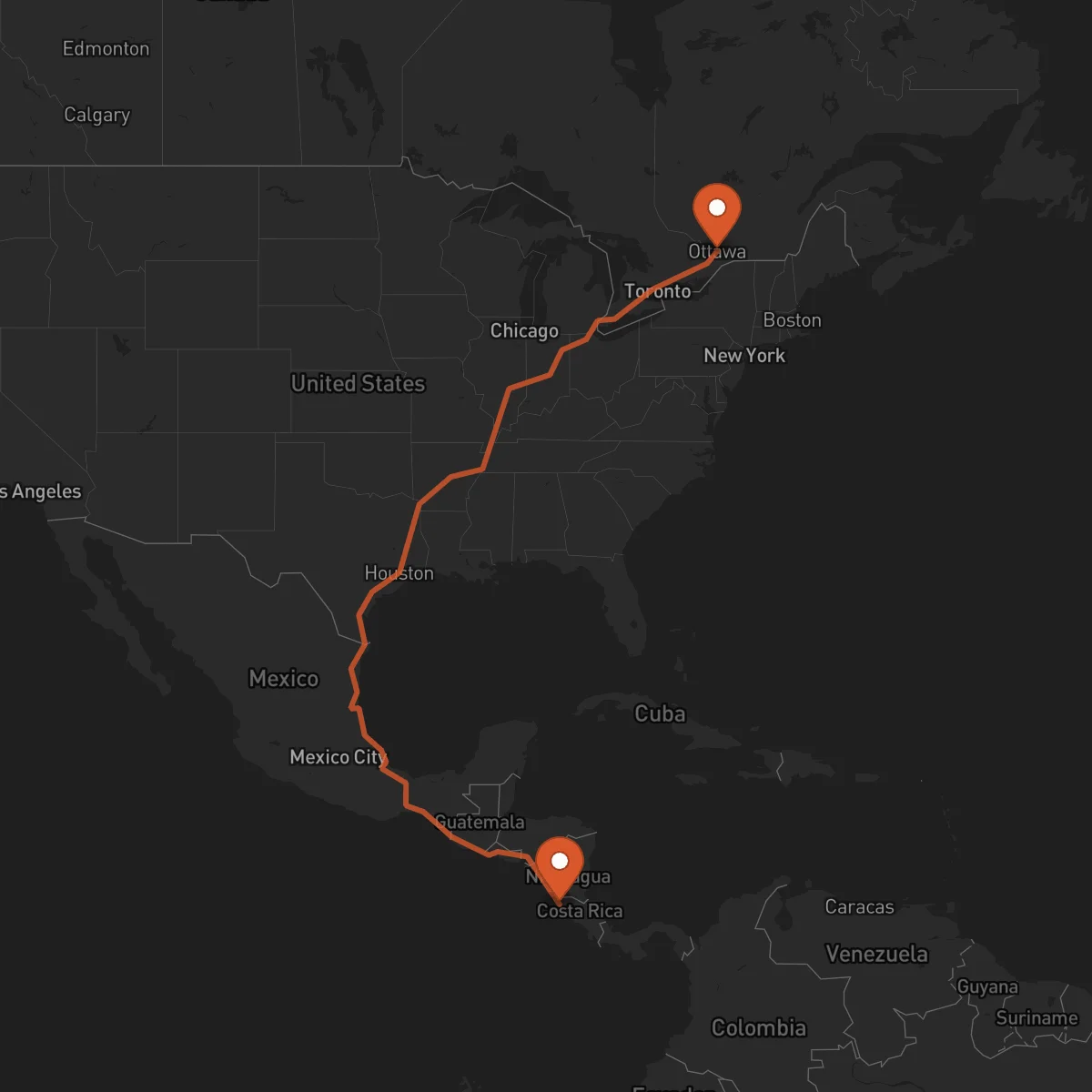 Ruta Ottawa - Liberia