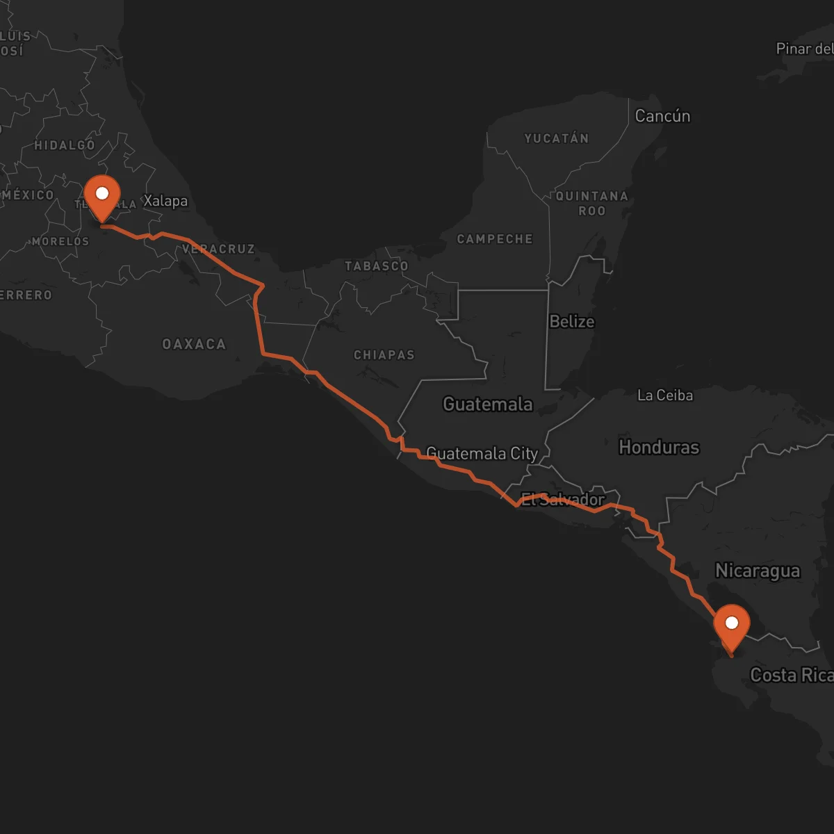 Ruta Puebla - Liberia