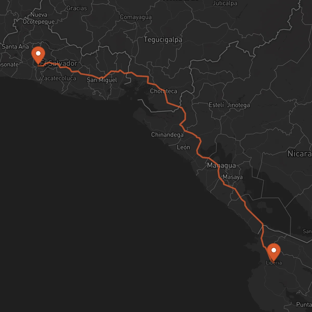 Ruta San Salvador - Liberia