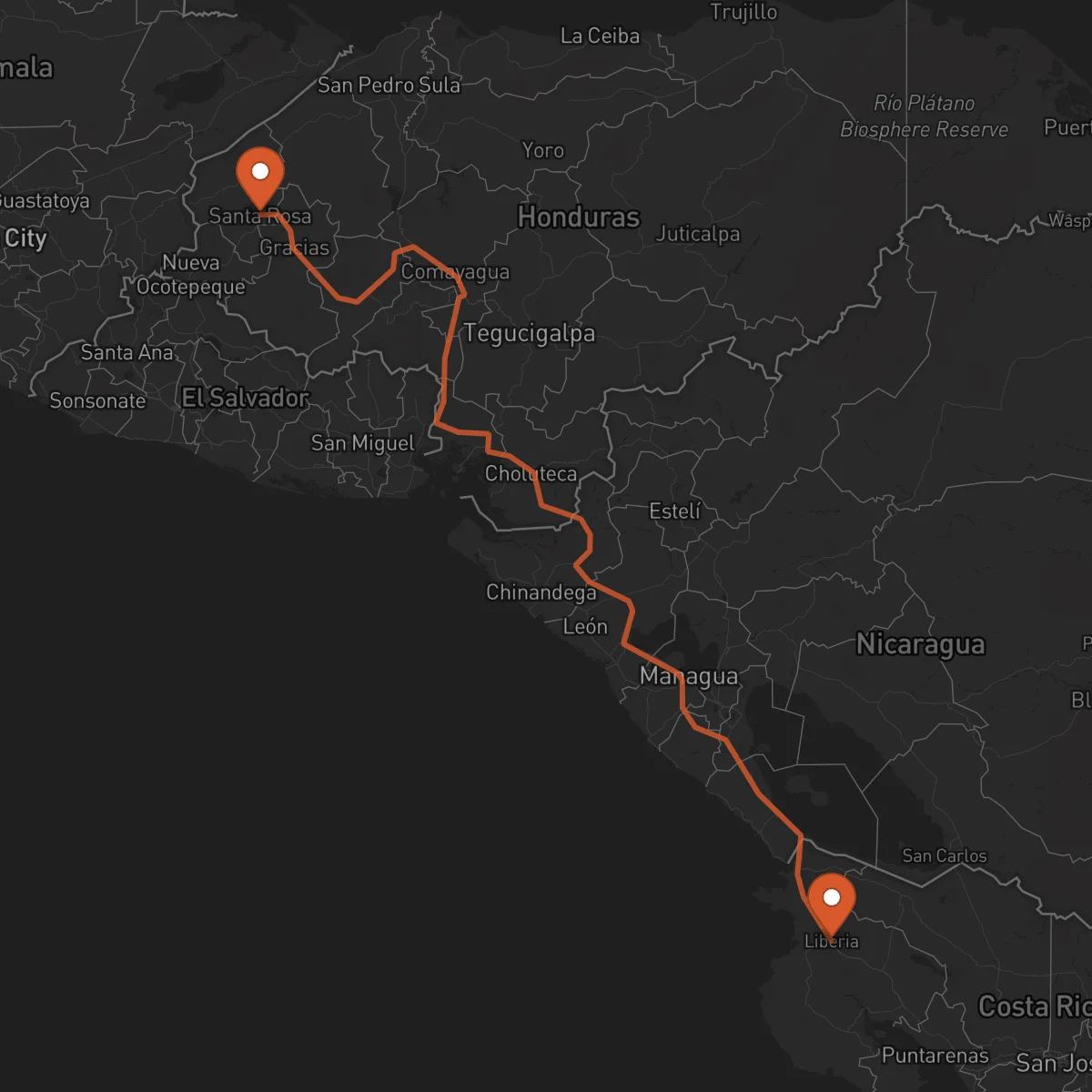 Ruta Santa Rosa de Copán - Liberia