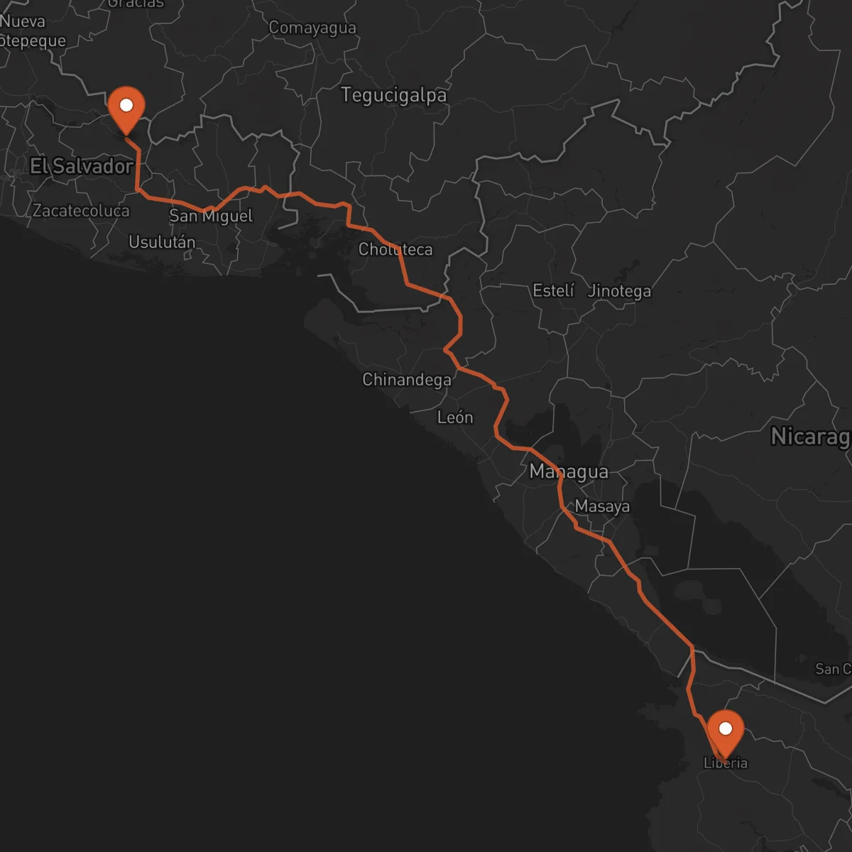Ruta Liberia - Sensuntepeque