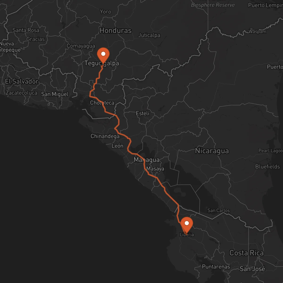 Ruta Liberia - Tegucigalpa