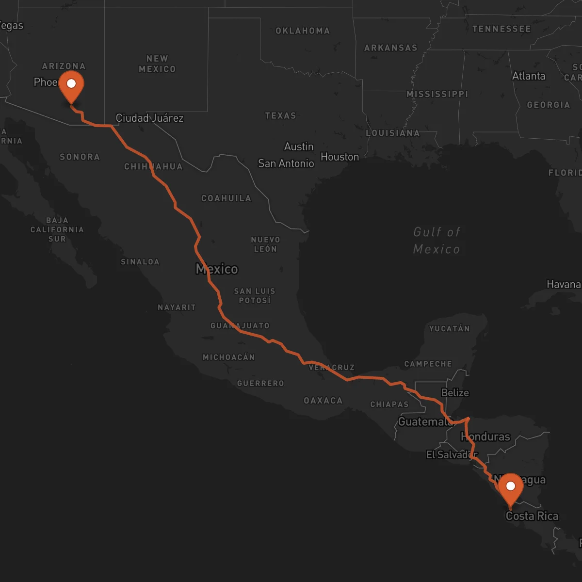 Ruta Tucson - Liberia