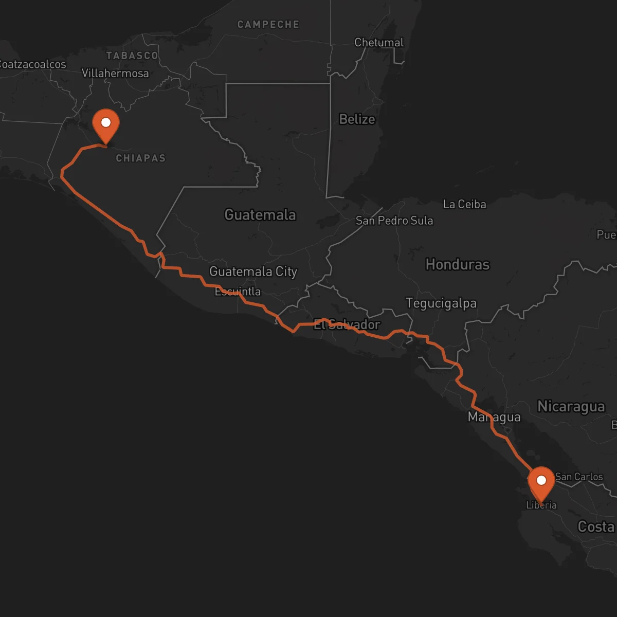 Ruta Tuxtla Gutiérrez - Liberia