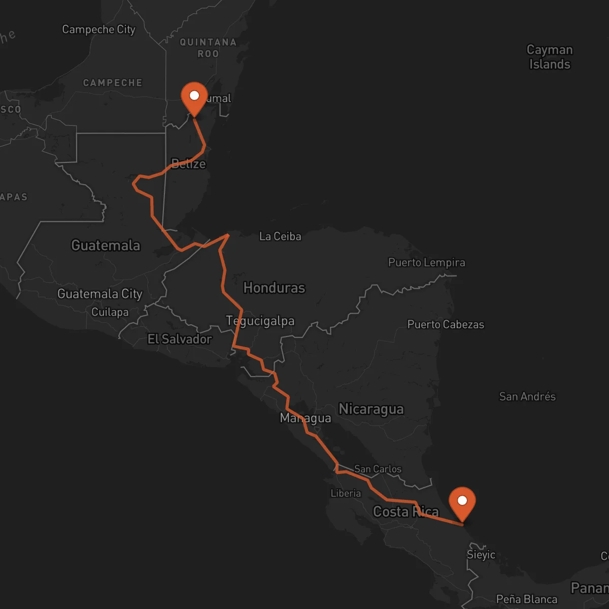Ruta Orange Walk Town - Limón
