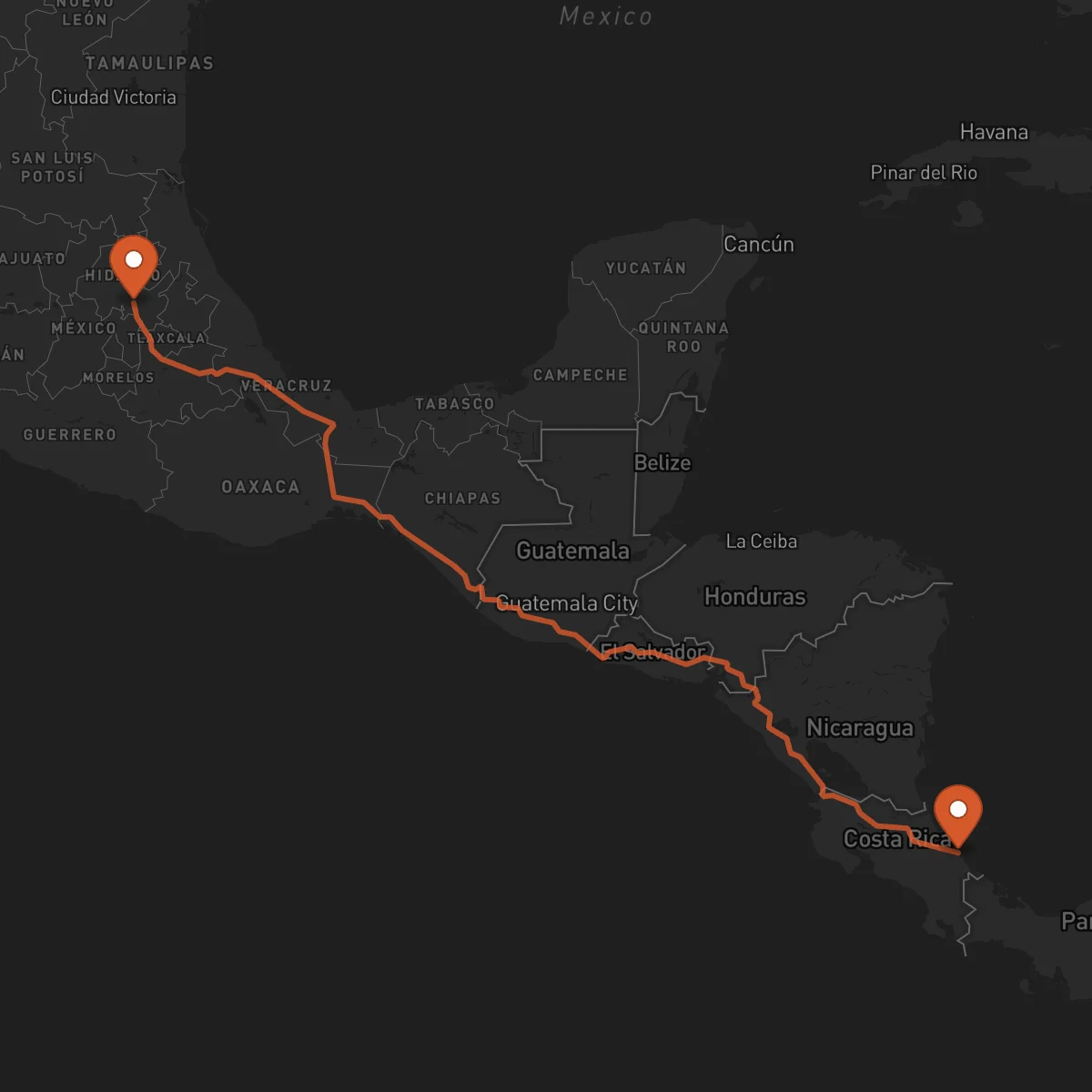 Ruta Pachuca de Soto - Limón