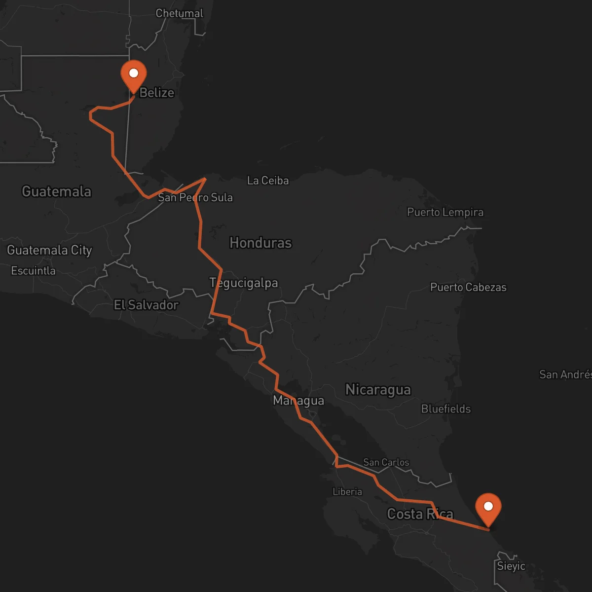 Ruta San Ignacio - Limón