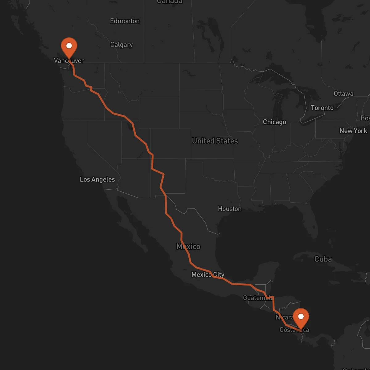 Ruta Vancouver - Limón