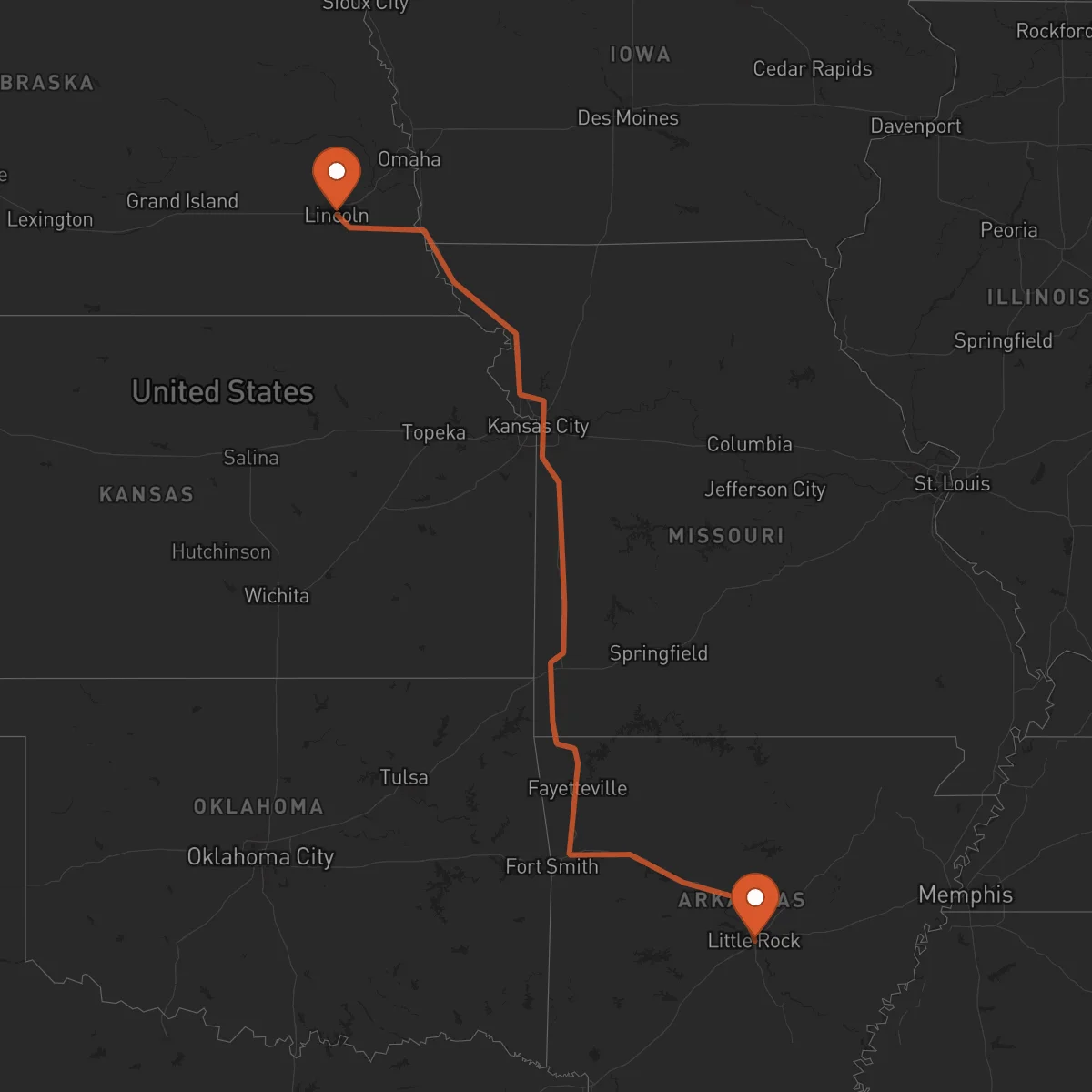 Ruta Little Rock - Lincoln