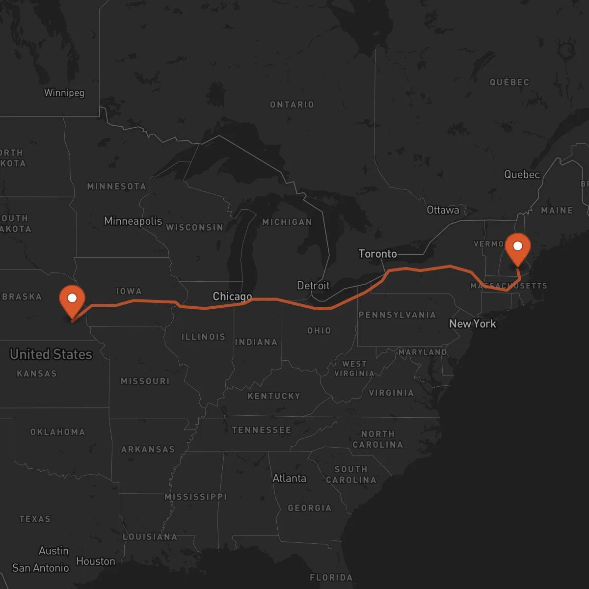 Ruta Manchester - Lincoln