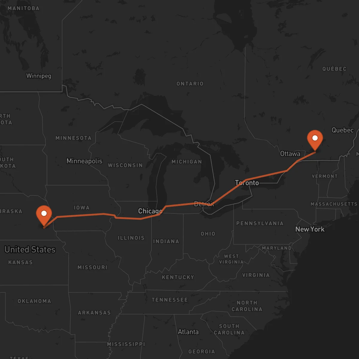 Ruta Lincoln - Montreal