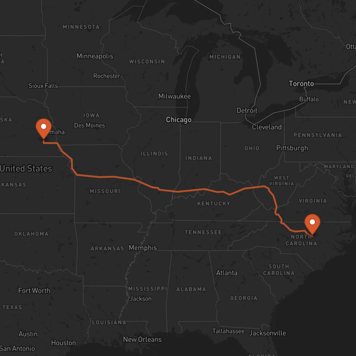 Ruta Raleigh - Lincoln