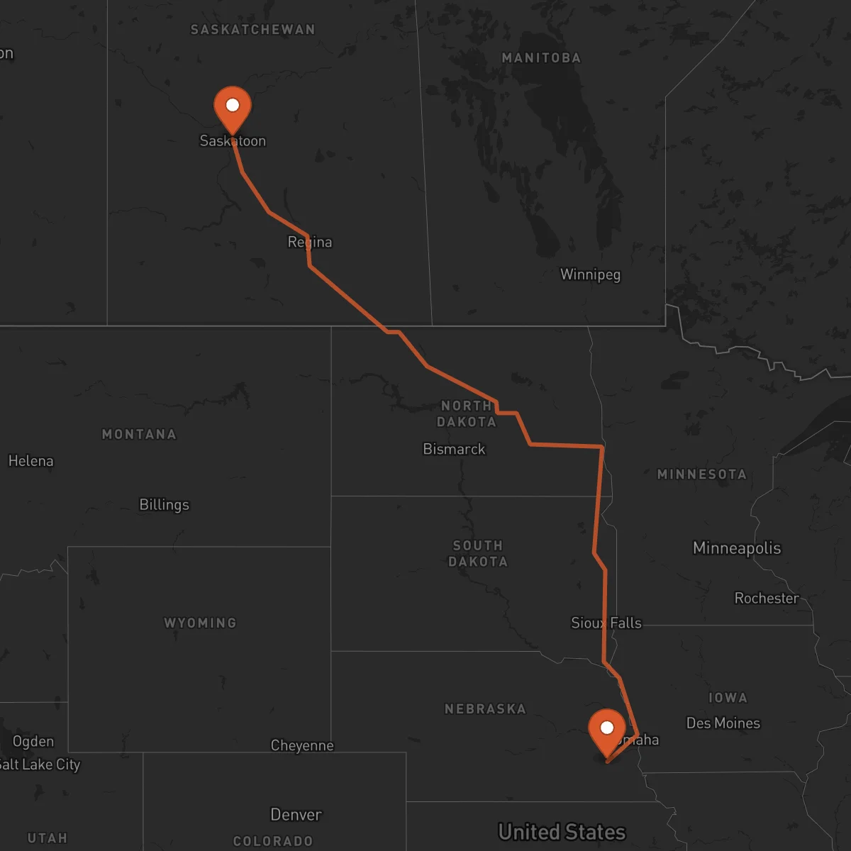 Ruta Lincoln - Saskatoon