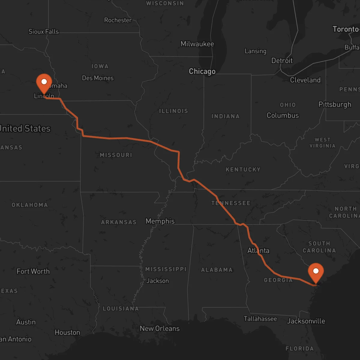 Ruta Savannah - Lincoln