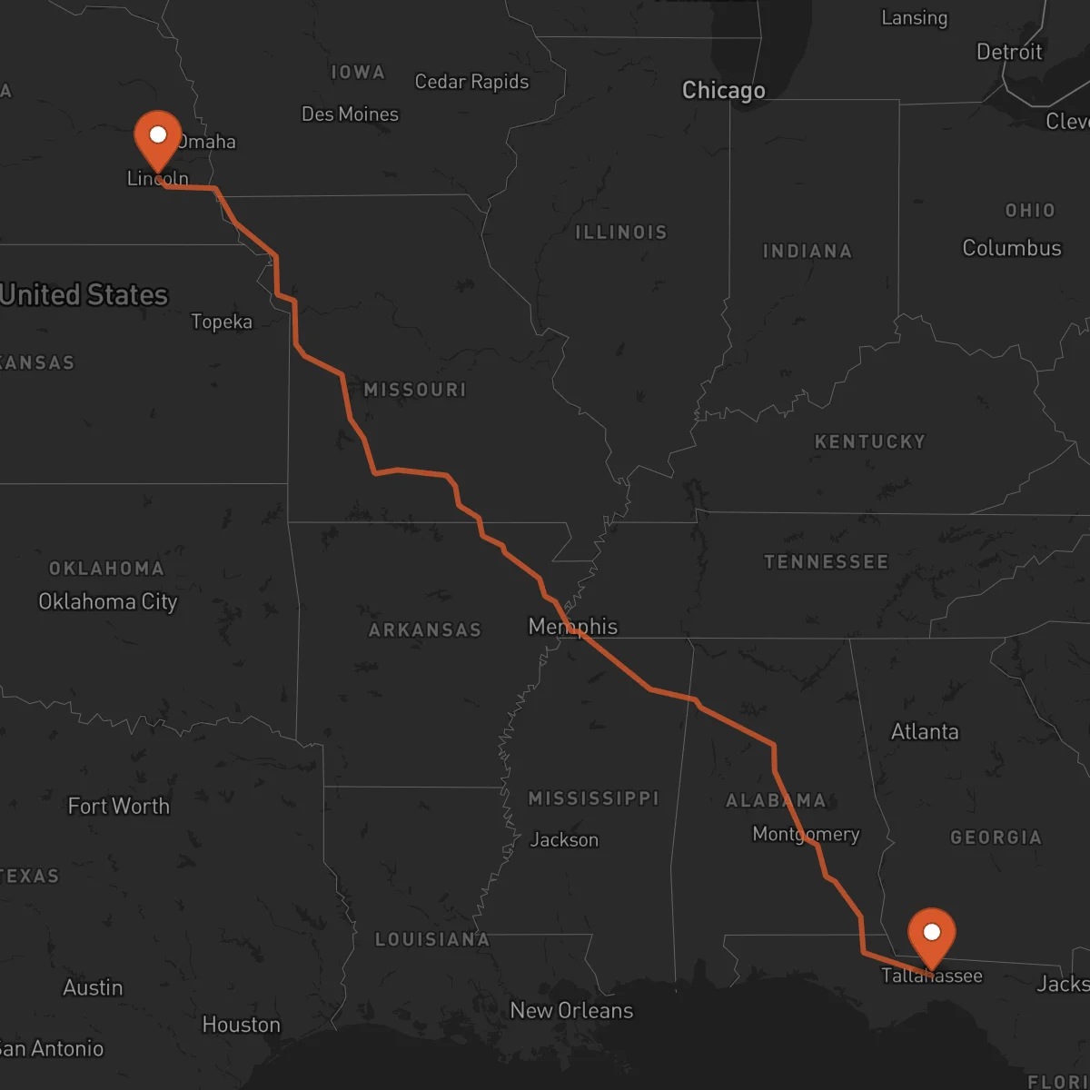 Ruta Tallahassee - Lincoln