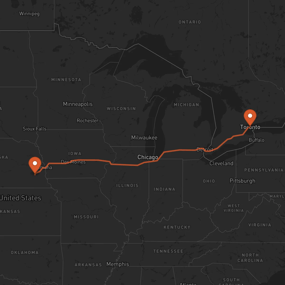 Ruta Toronto - Lincoln