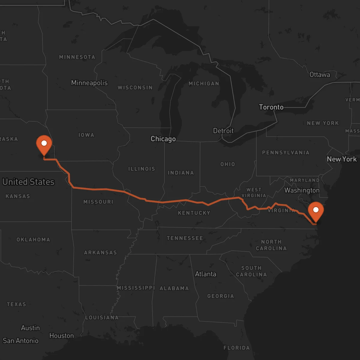 Ruta Lincoln - Virginia Beach