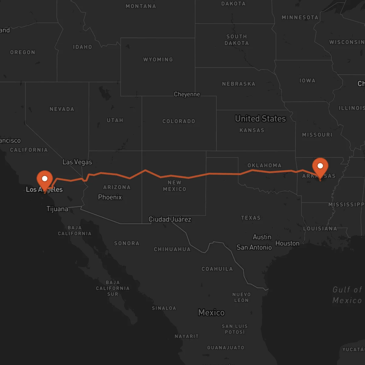 Ruta Long Beach - Little Rock