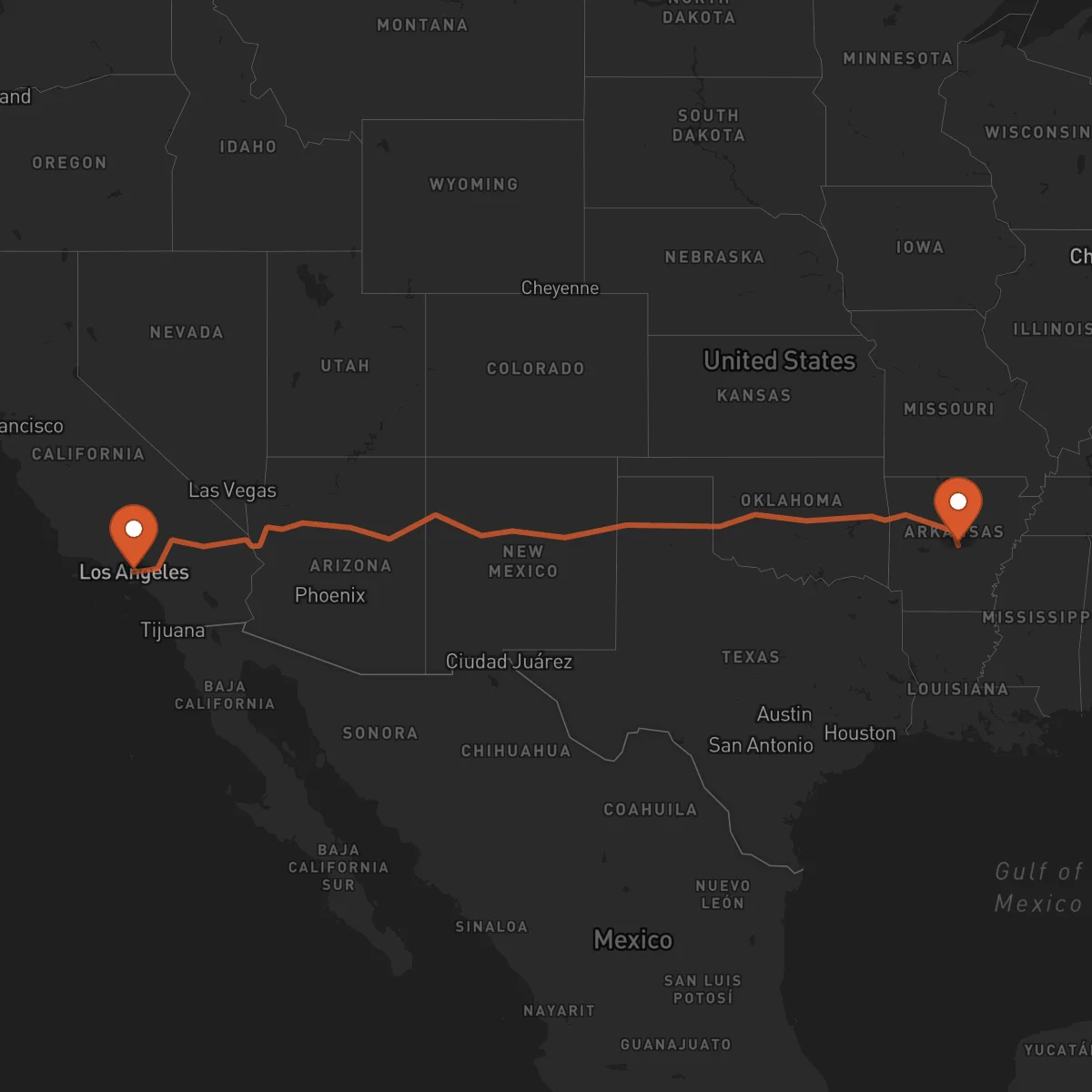 Ruta Little Rock - Los Angeles