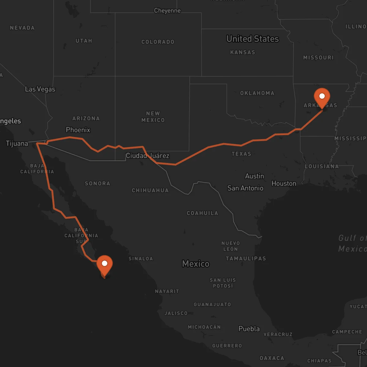 Ruta Little Rock - Los Cabos