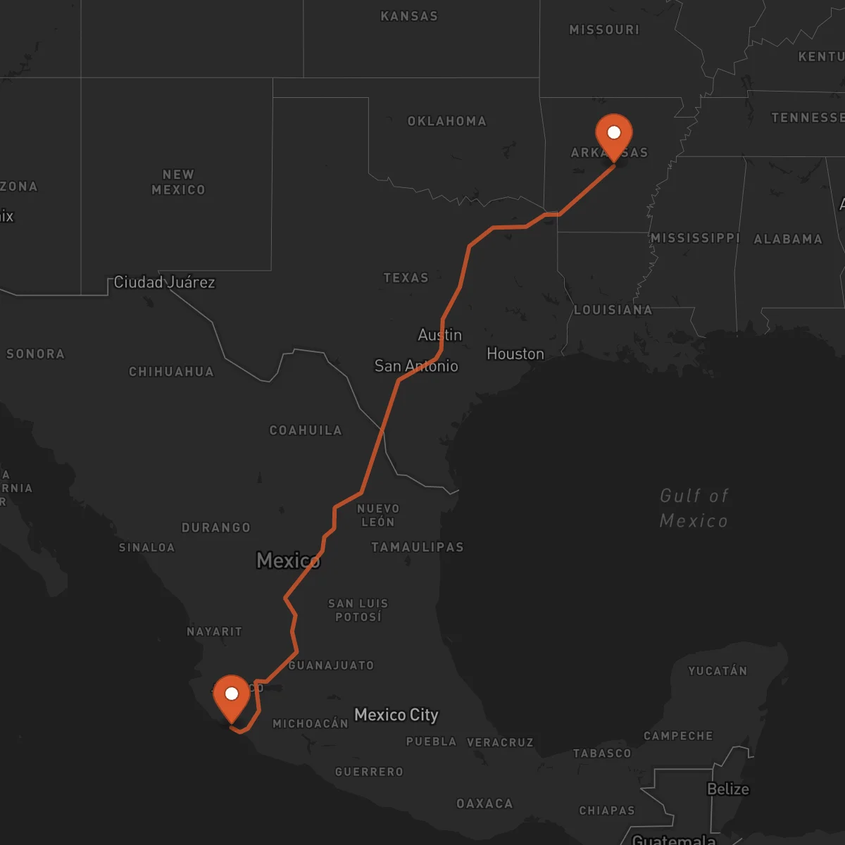 Ruta Little Rock - Manzanillo