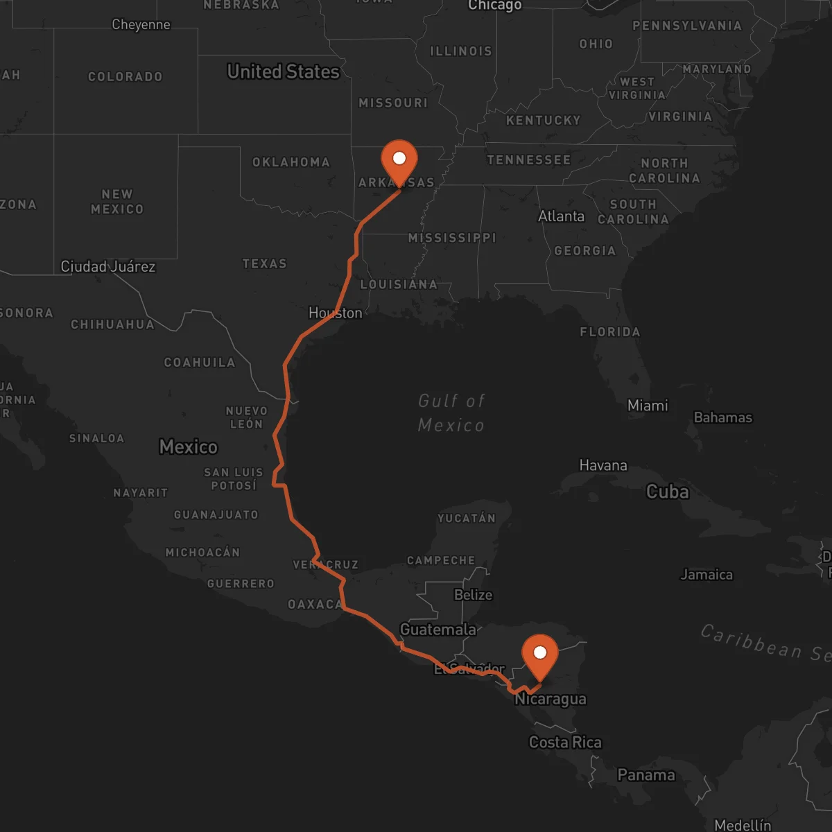 Ruta Little Rock - Matagalpa