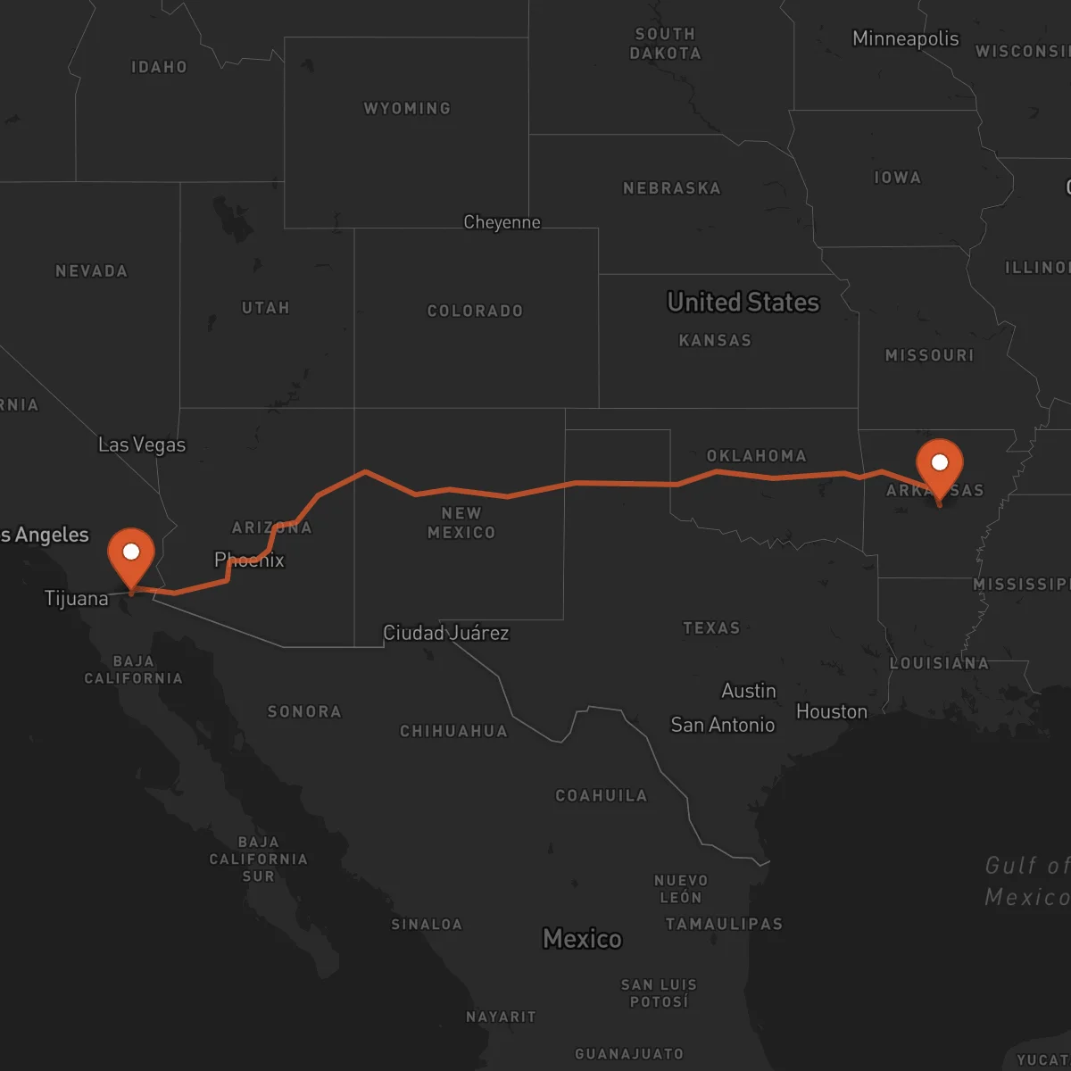 Ruta Little Rock - Mexicali