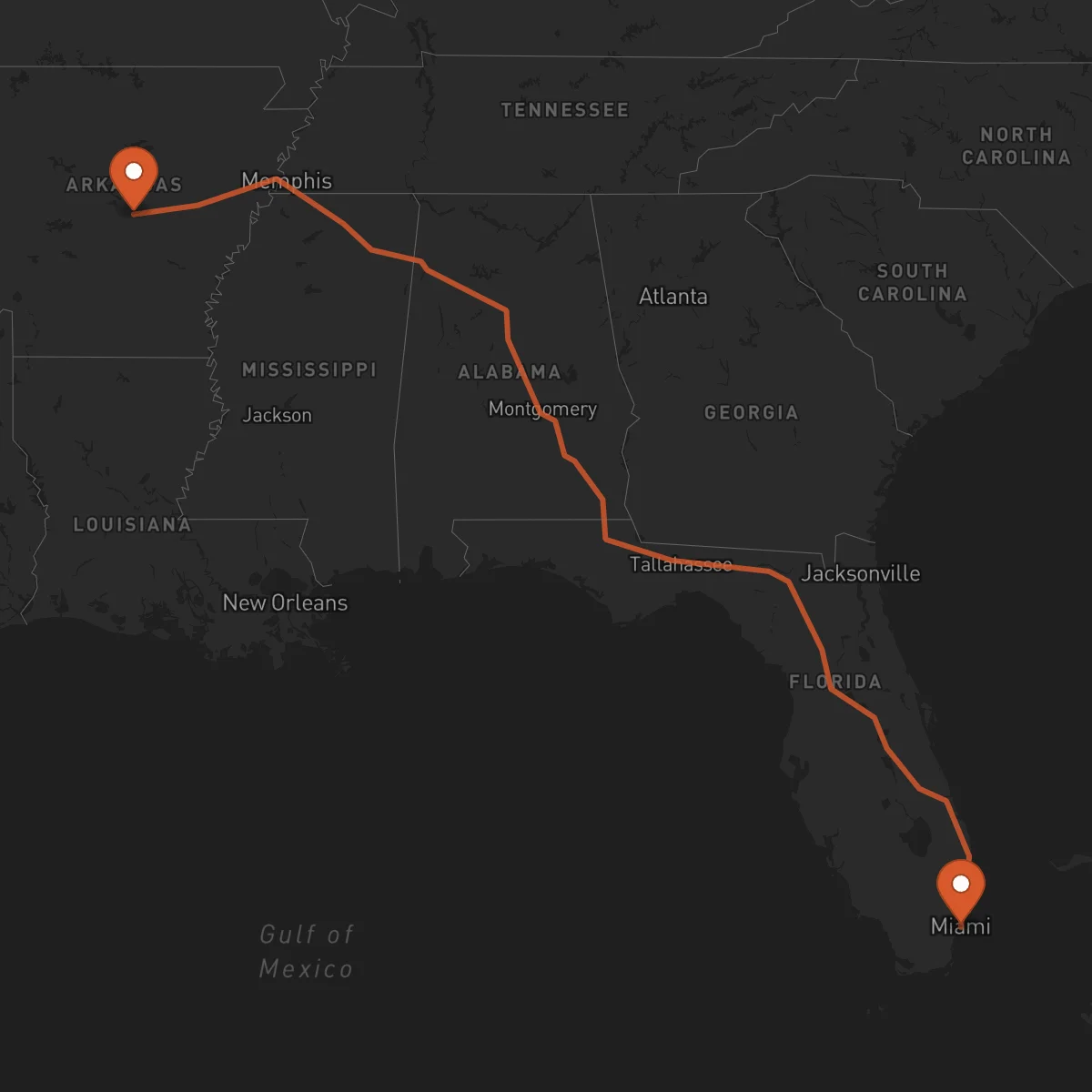 Ruta Little Rock - Miami