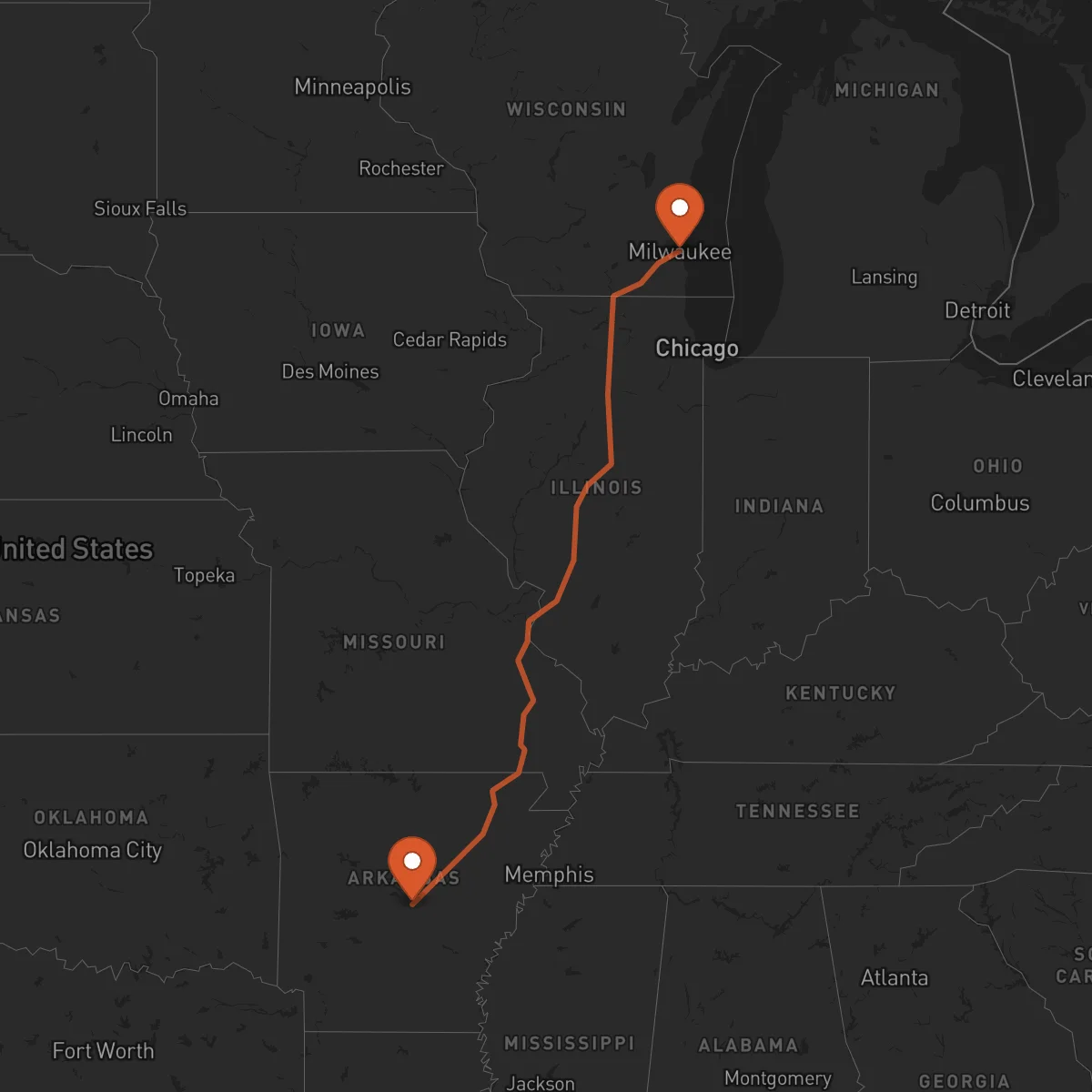Ruta Little Rock - Milwaukee