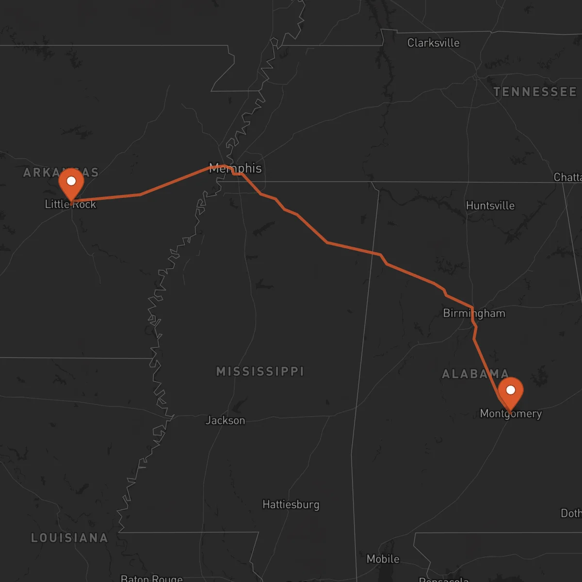 Ruta Little Rock - Montgomery