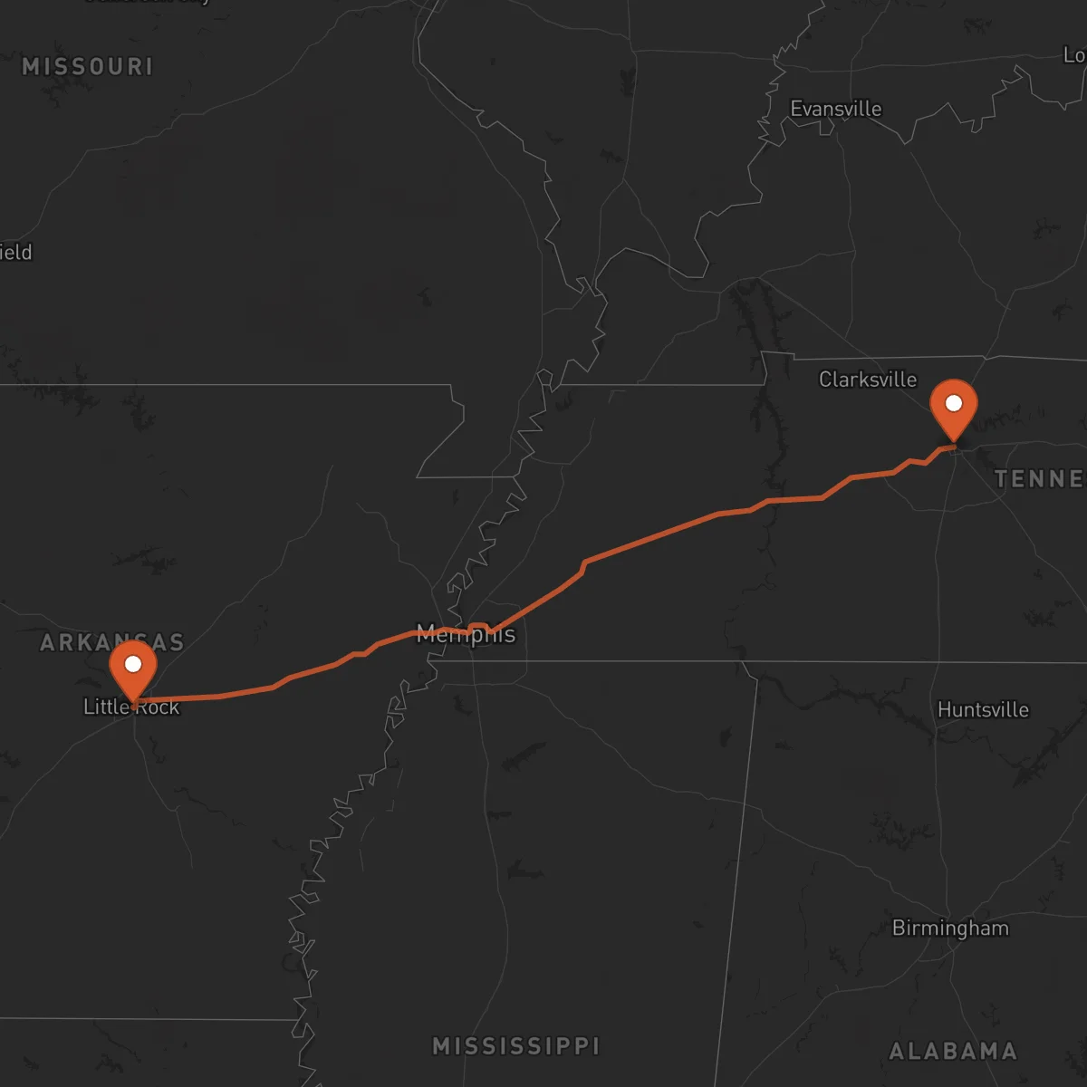 Ruta Nashville - Little Rock