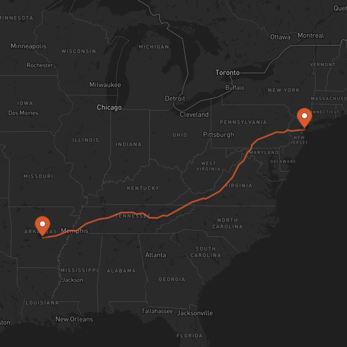 Ruta Little Rock - Nueva York
